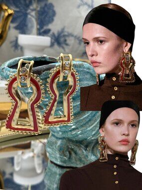 🆕 SCHIAPARELLI for Museum Gift Shop 🧿 NWOT Oversized Surreal Key Hole Earrings